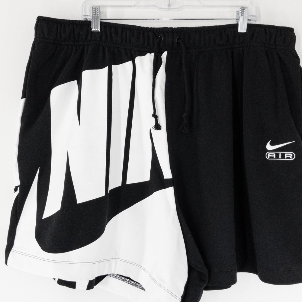 NEW Nike Air Fleece Shorts‎ Women's 1X Black White Oversized Logo Loose Fit NWT